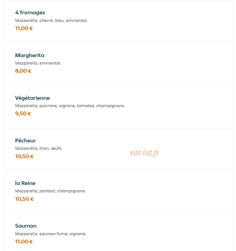 Fanzy Pizza — carte page 2