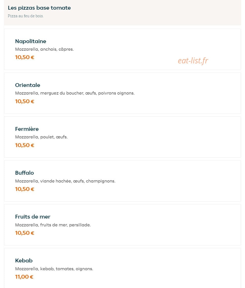Fanzy Pizza — carte page 1