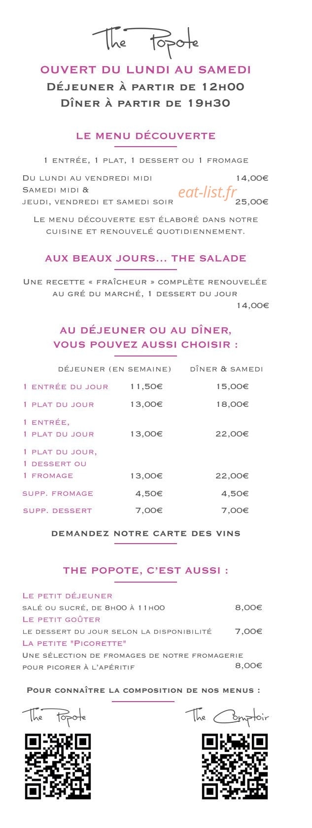 The Popote — carte page 4