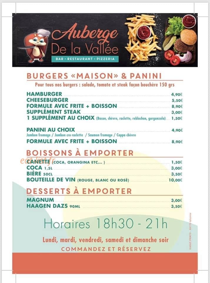 Auberge de la vallée — carte page 2