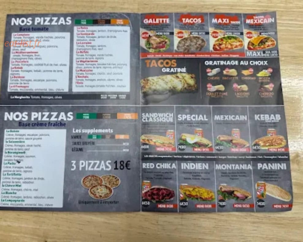 Carte et menu de L'Express à Saint Fons — Tacos, pizzas...