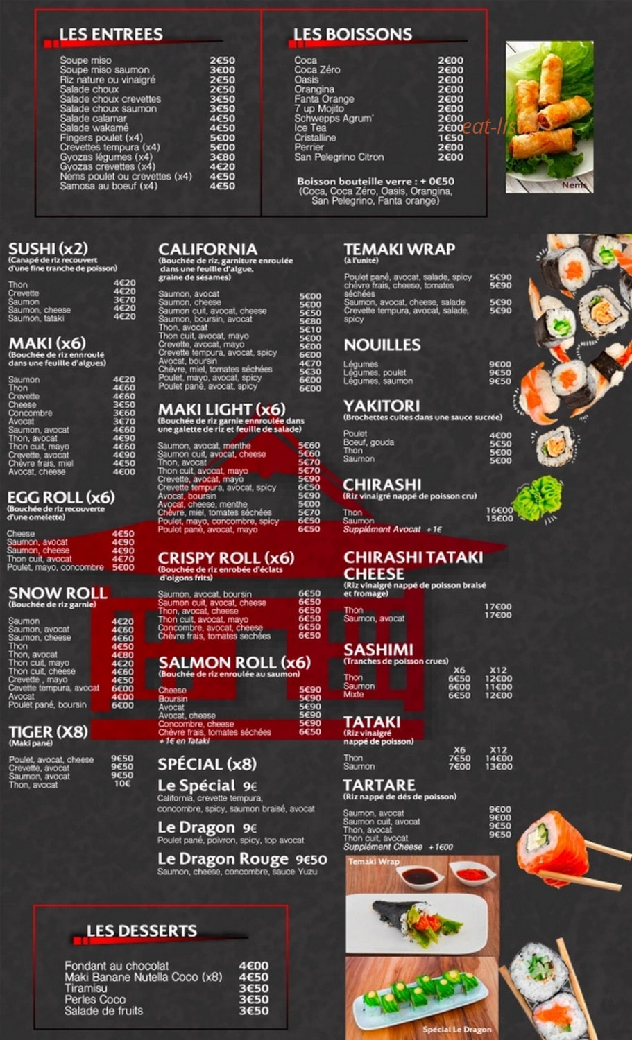 MH Sushi — carte page 1