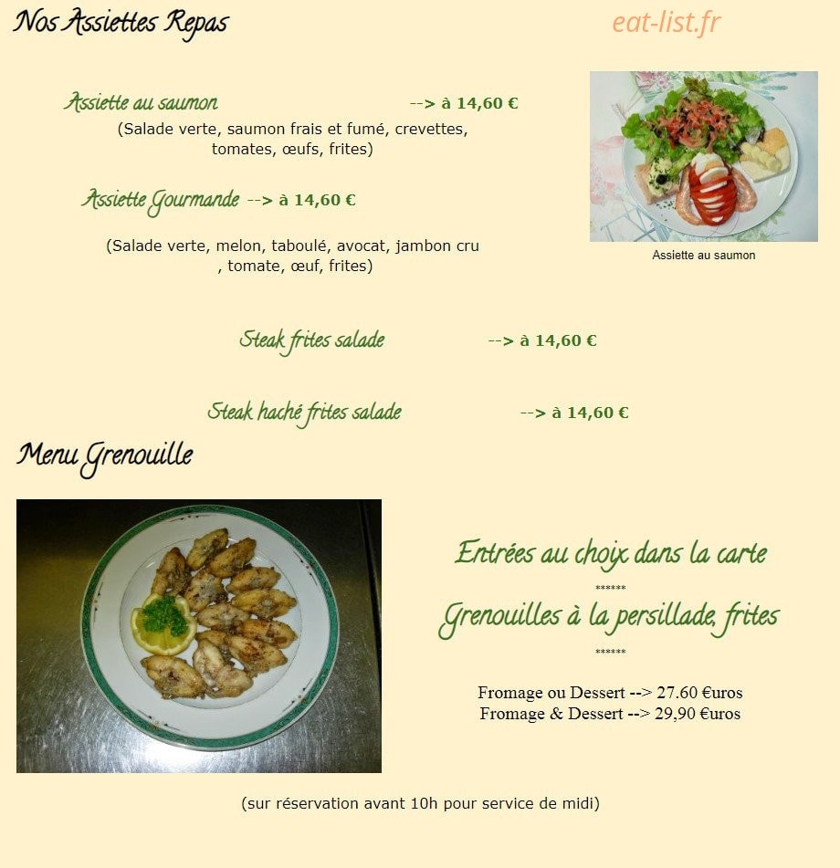 Restaurant Ferroux — carte page 2