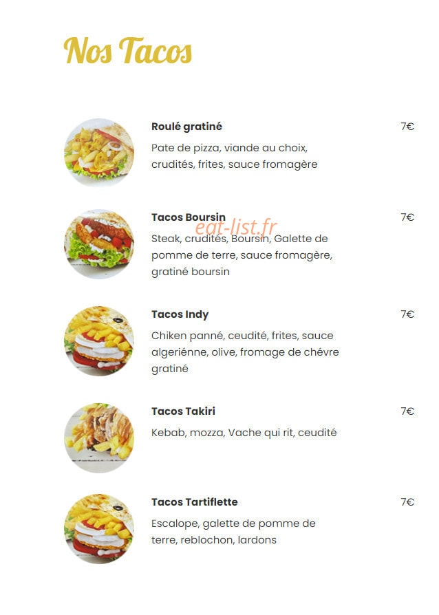 Royal Tacos — carte page 1