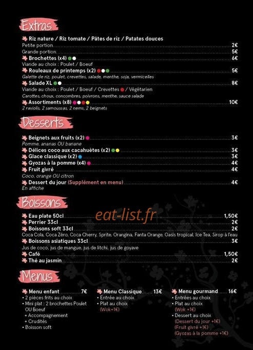Carte et menu de Bebs Asian Food à Venissieux — Extras, desserts, boissons,...