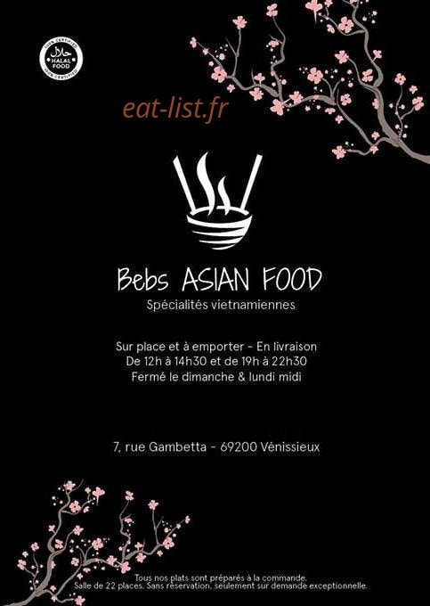 Carte et menu Bebs Asian Food Venissieux