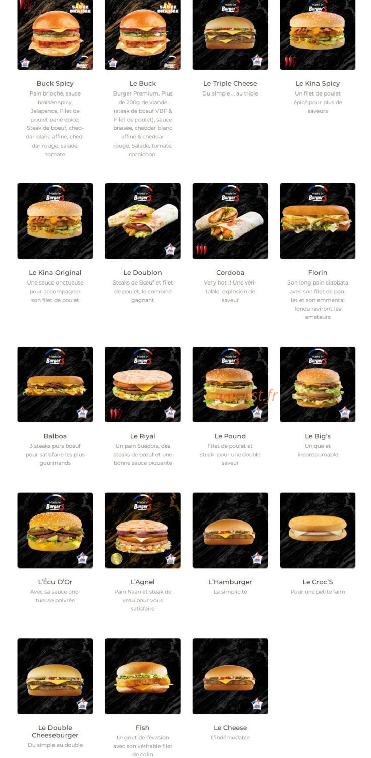 Burger's — carte page 1