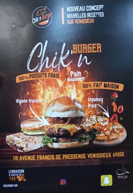 Chick’n Burger — carte page 1