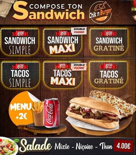 Chick’n Burger — carte page 2