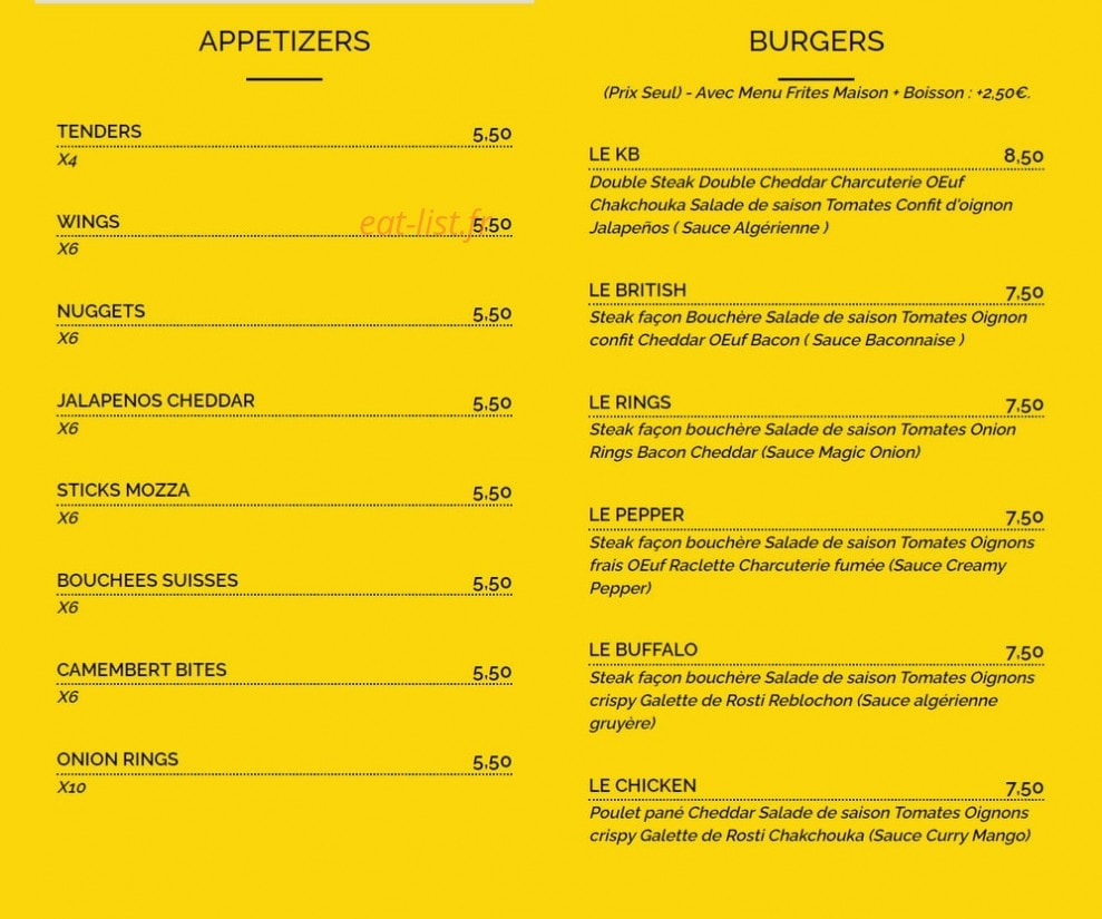 Krusty Burger — carte page 1