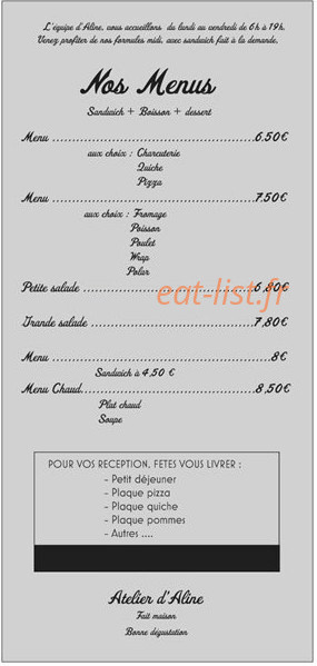 L'Atelier d'Aline — carte page 2
