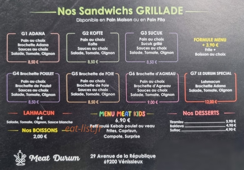 Meat Durum — carte page 3