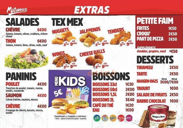 Milano's — carte page 1