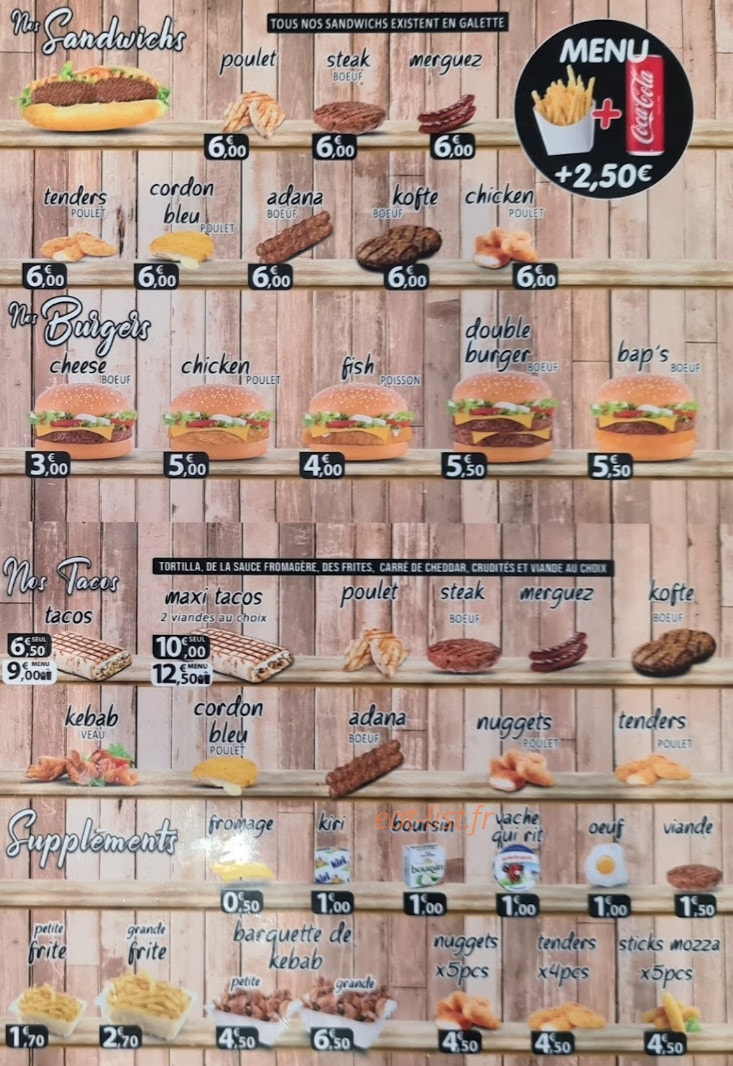 Kebab de la place — carte page 1