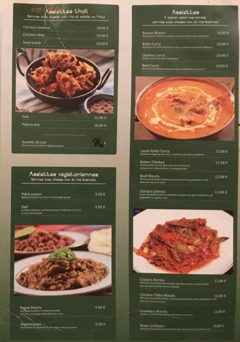 Carte et menu de Raja Tandoori à L' Arbresle — Les assiettes