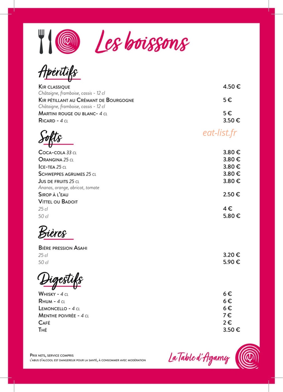 La Table d'Agamy — carte page 4