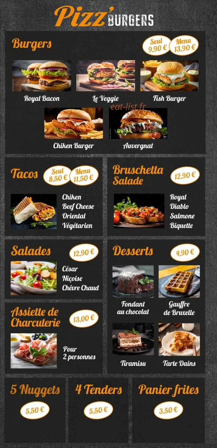 Pizzburgers — carte page 1