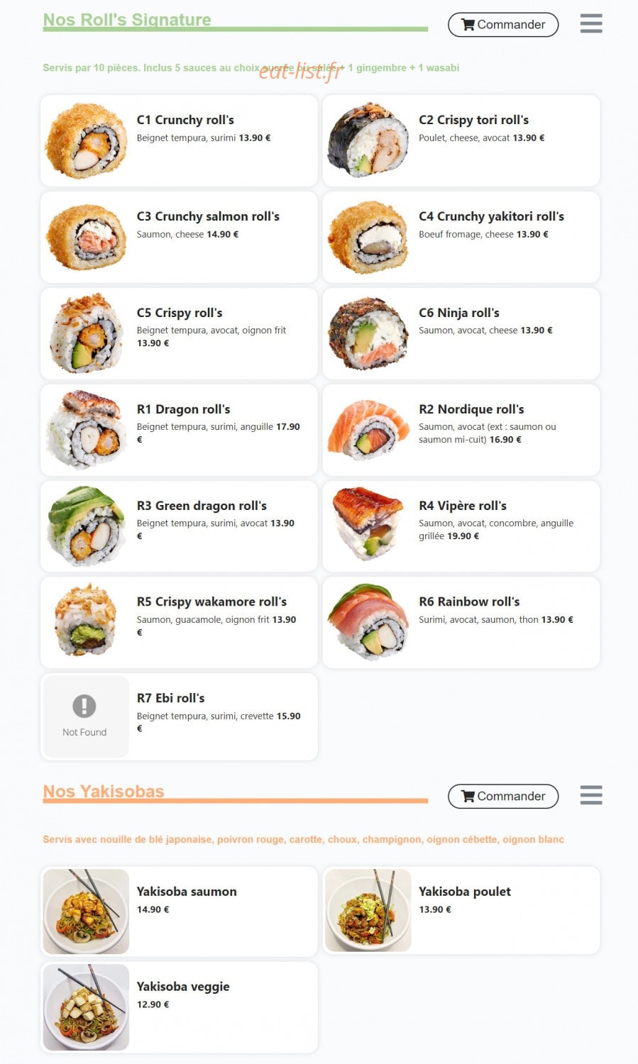Carte et menu de Gold & Roll's à Belleville-en-Beaujolais — Les romm's signature, yakisoba