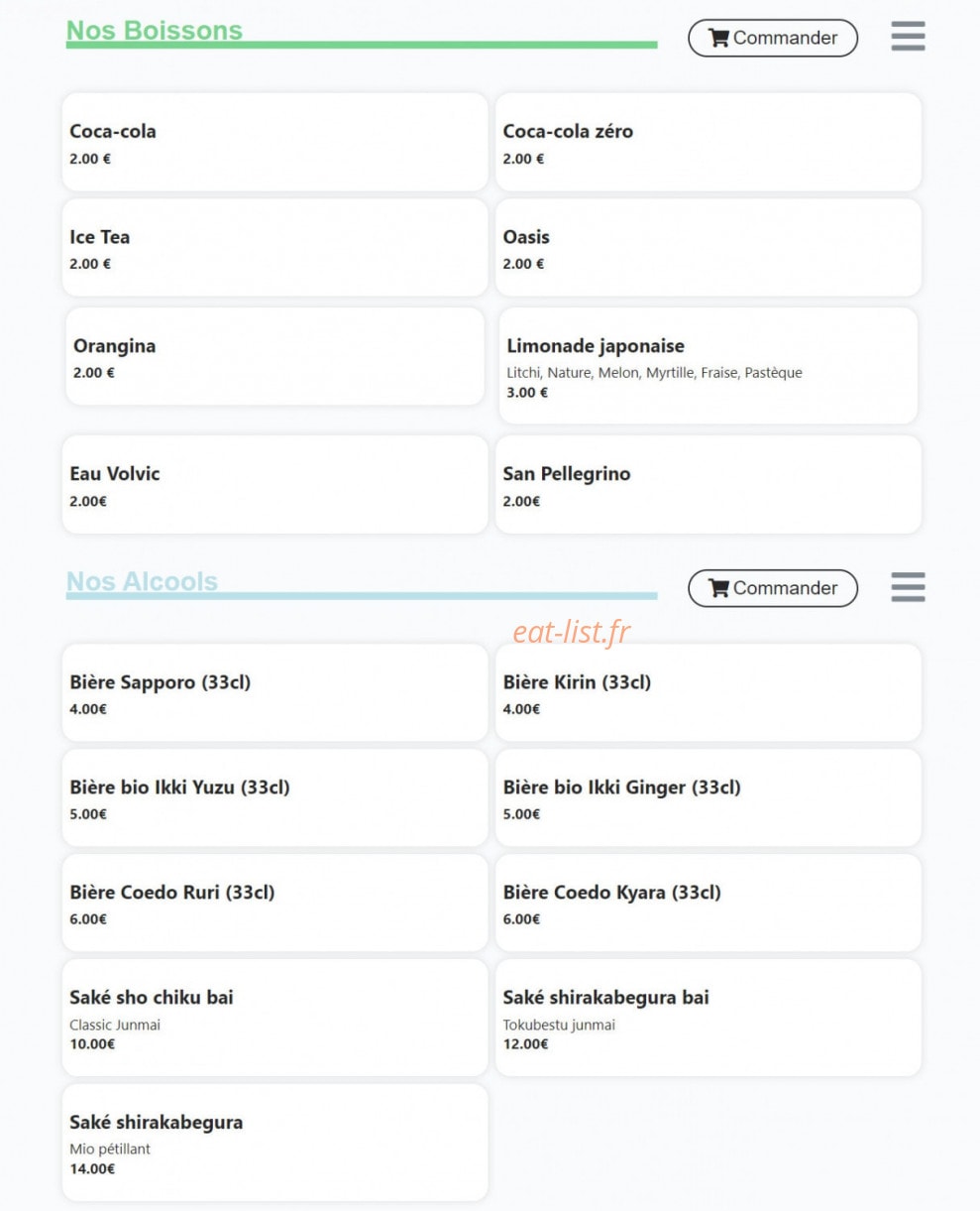Carte et menu de Gold & Roll's à Belleville-en-Beaujolais — Les boissons, alcools