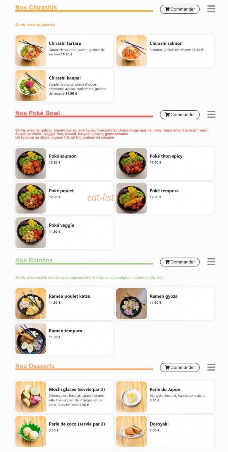 Carte et menu de Gold & Roll's à Belleville-en-Beaujolais — Les chirashis, poke bowls, ...