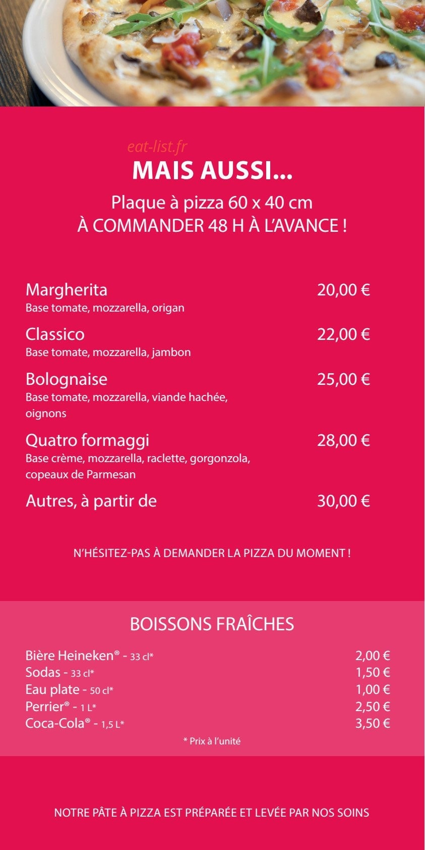 Carte et menu de La Bruschetta à Belleville-en-Beaujolais — boissons fraîches ...