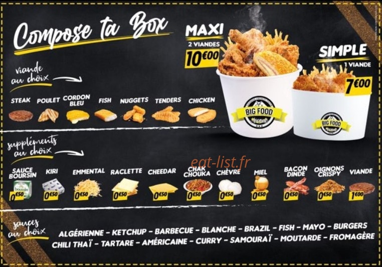 Big Food — carte page 1