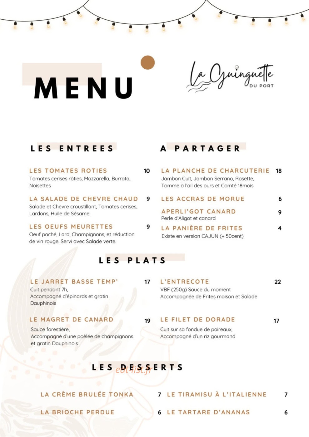 La Guinguette du Port — carte page 1