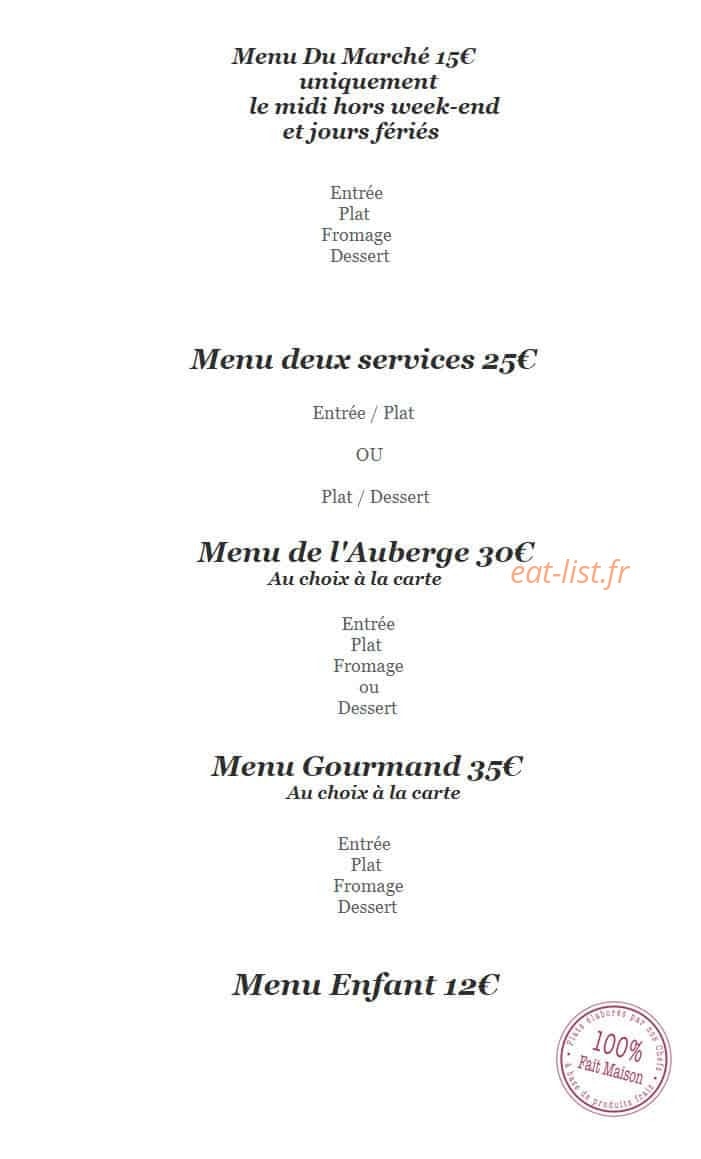 Auberge De Corcelles — carte page 2
