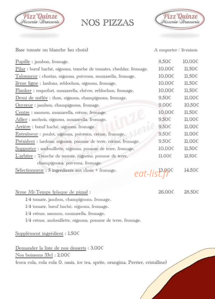 Pizz'Quinze — carte page 2