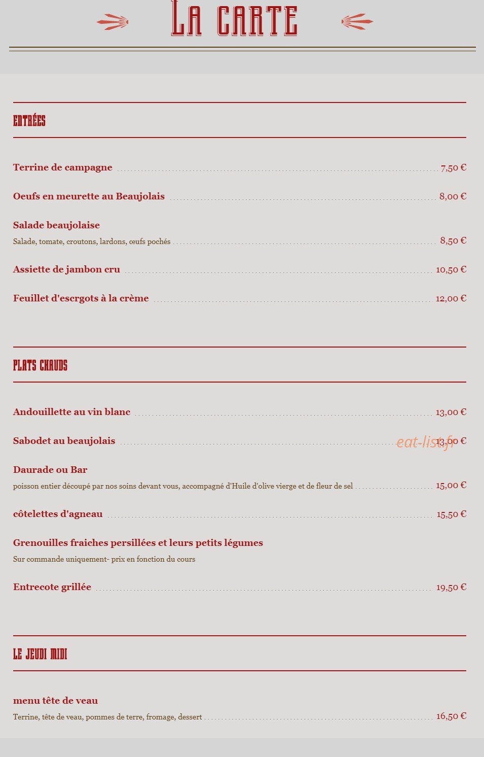 Le Bacchus — carte page 1