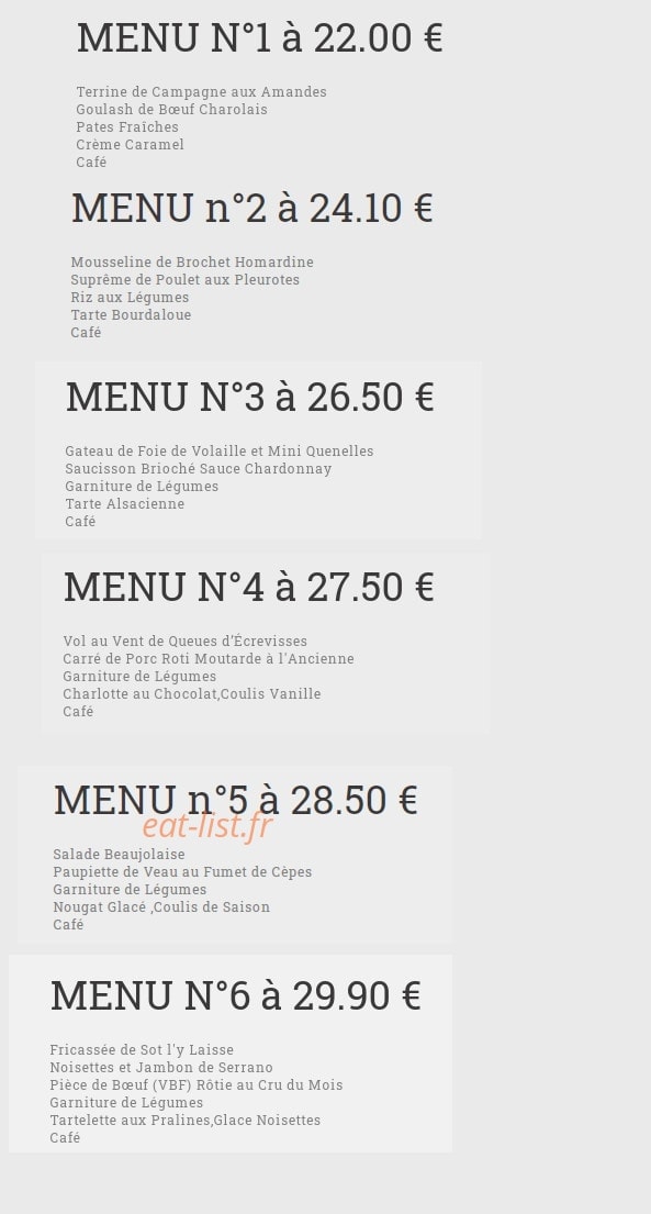 Carte et menu de La Maison des Beaujolais à Saint Jean d'Ardieres — Les menus