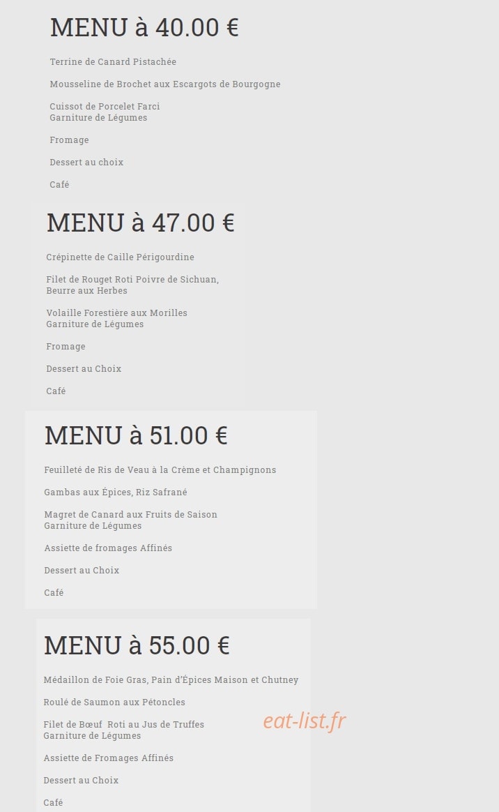 Carte et menu de La Maison des Beaujolais à Saint Jean d'Ardieres — Les menus suite