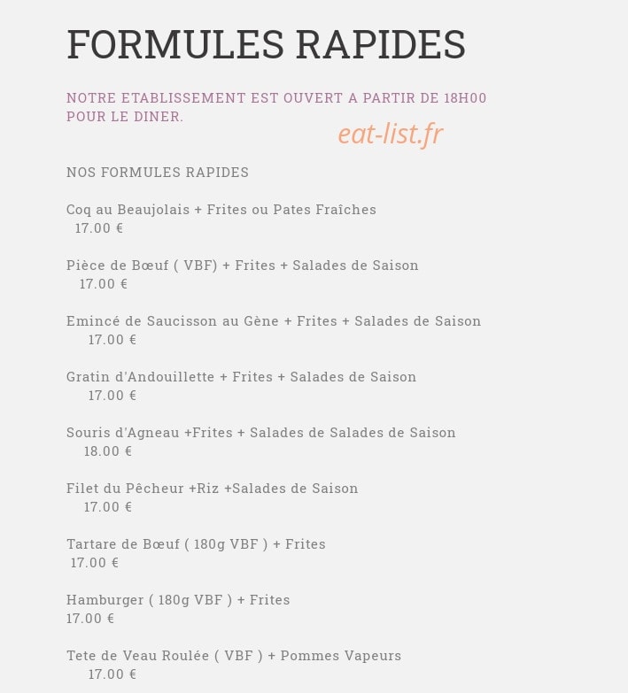 Carte et menu de La Maison des Beaujolais à Saint Jean d'Ardieres — Les formules