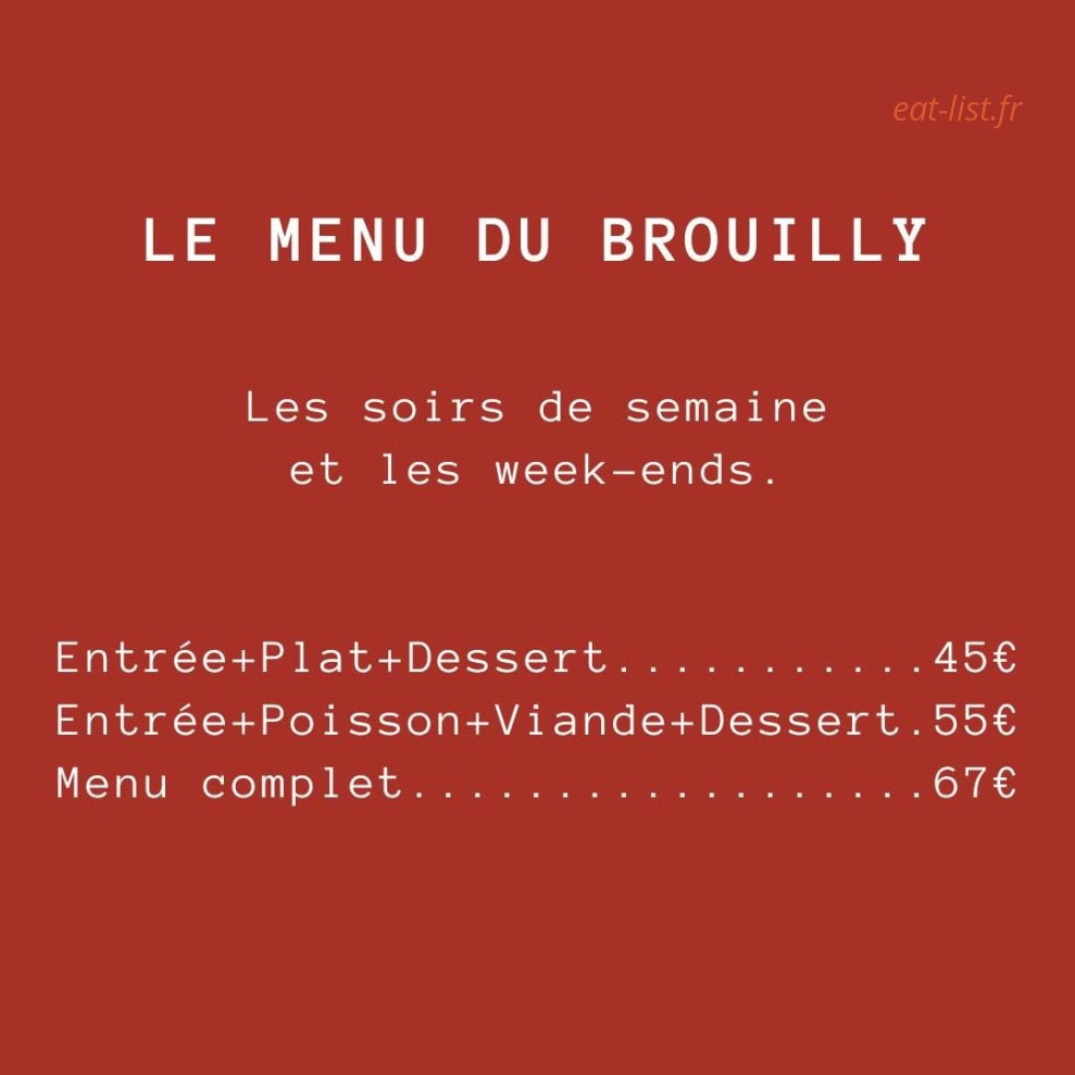 La Table du Brouilly — carte page 1