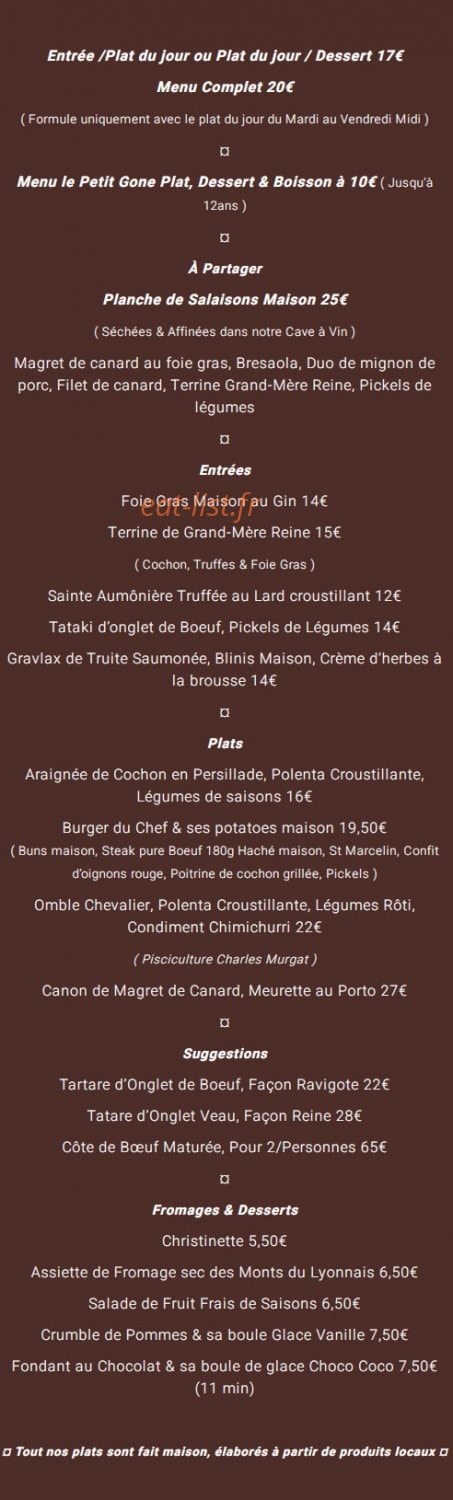 Chez Reine — carte page 1