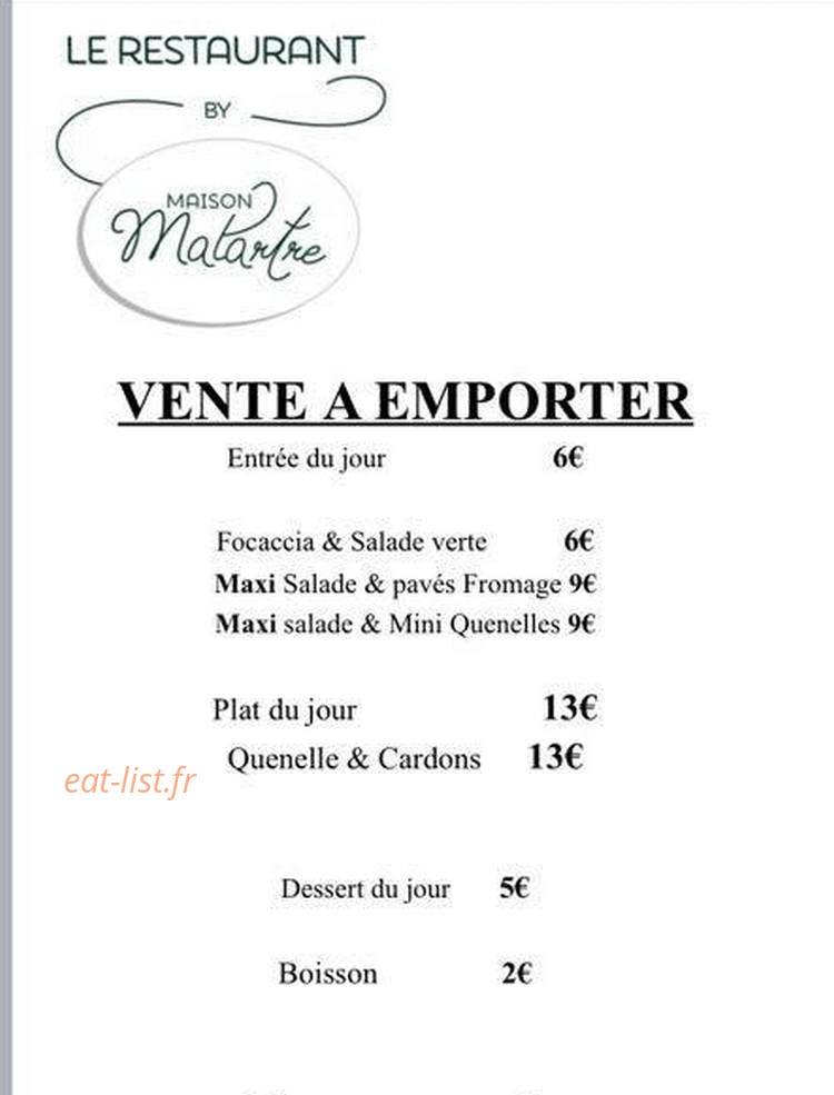 Le Restaurant by Maison Malartre — carte page 1