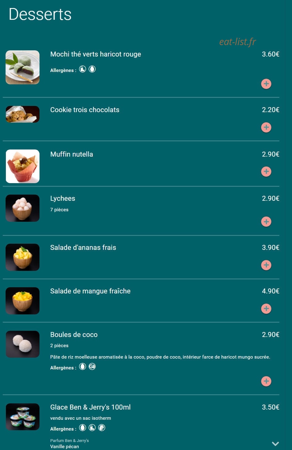 Toa sushi — carte page 18