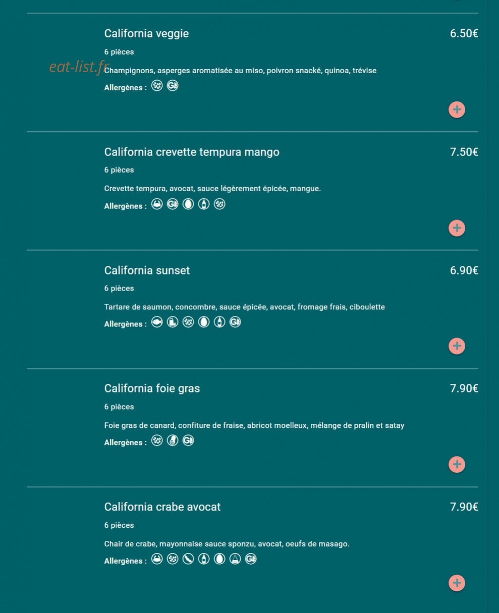 Toa sushi — carte page 12