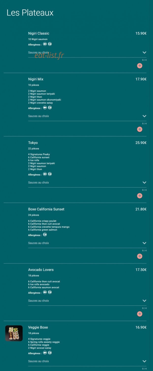 Toa sushi — carte page 2