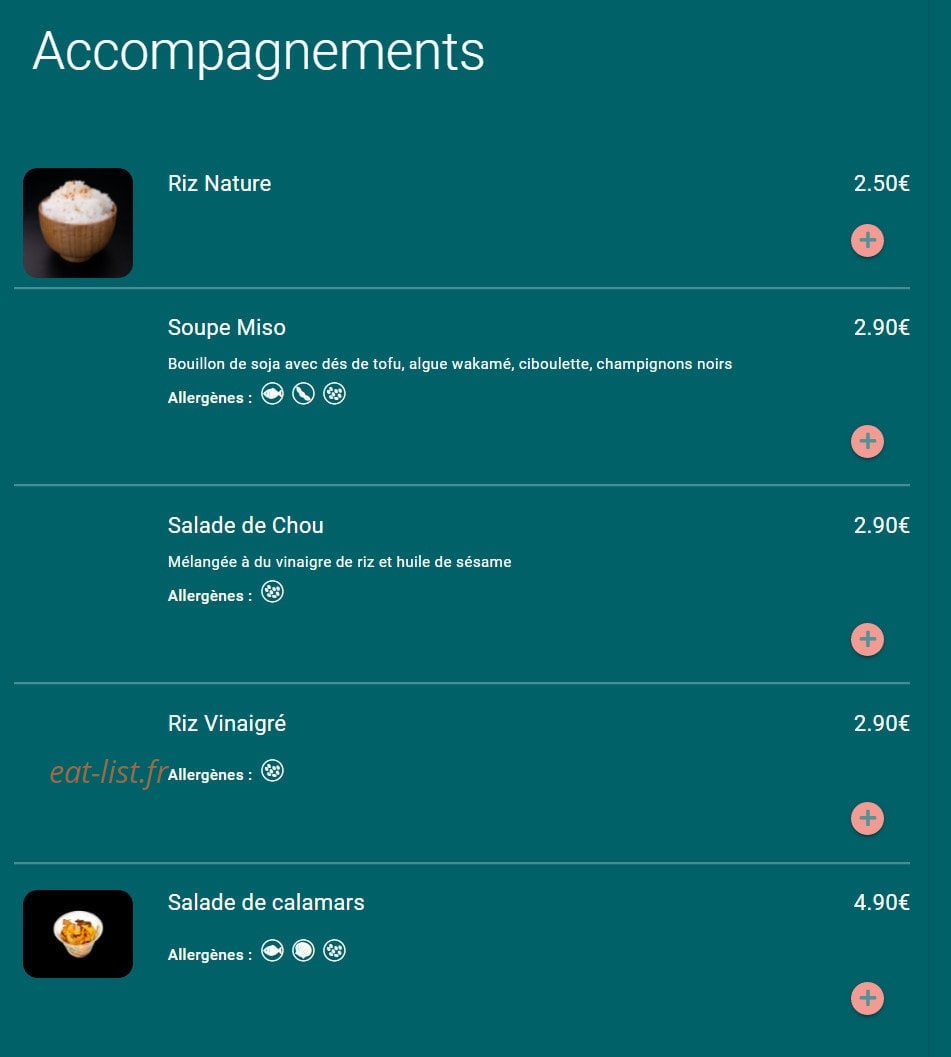 Toa sushi — carte page 17