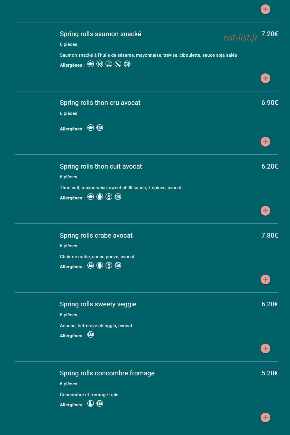 Toa sushi — carte page 14