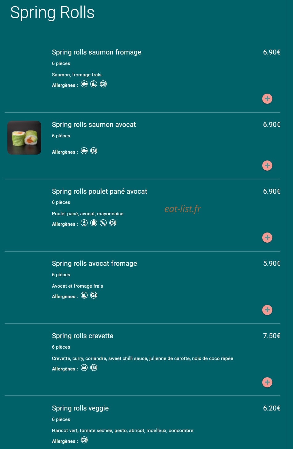 Toa sushi — carte page 13