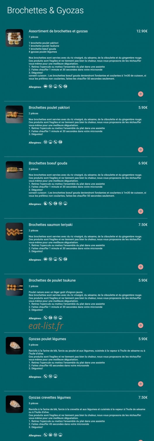 Toa sushi — carte page 16