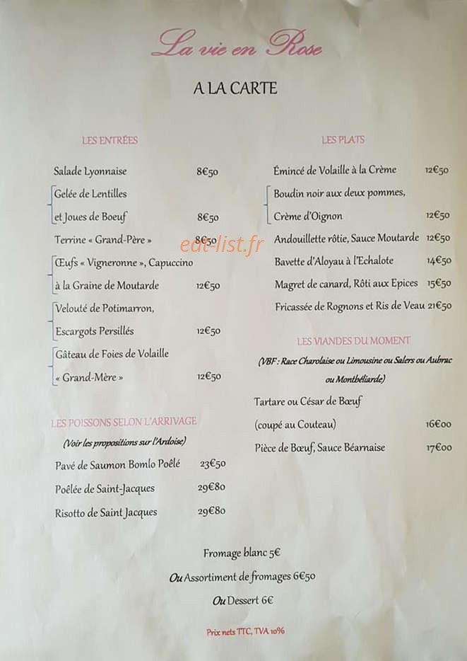 La vie en Rose — carte page 1