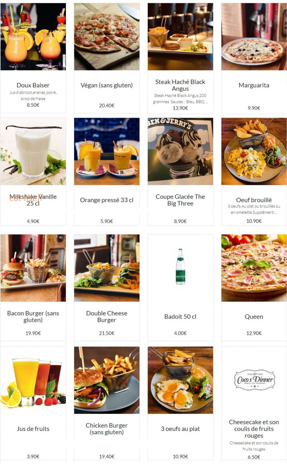 Coco's Dinner — carte page 2