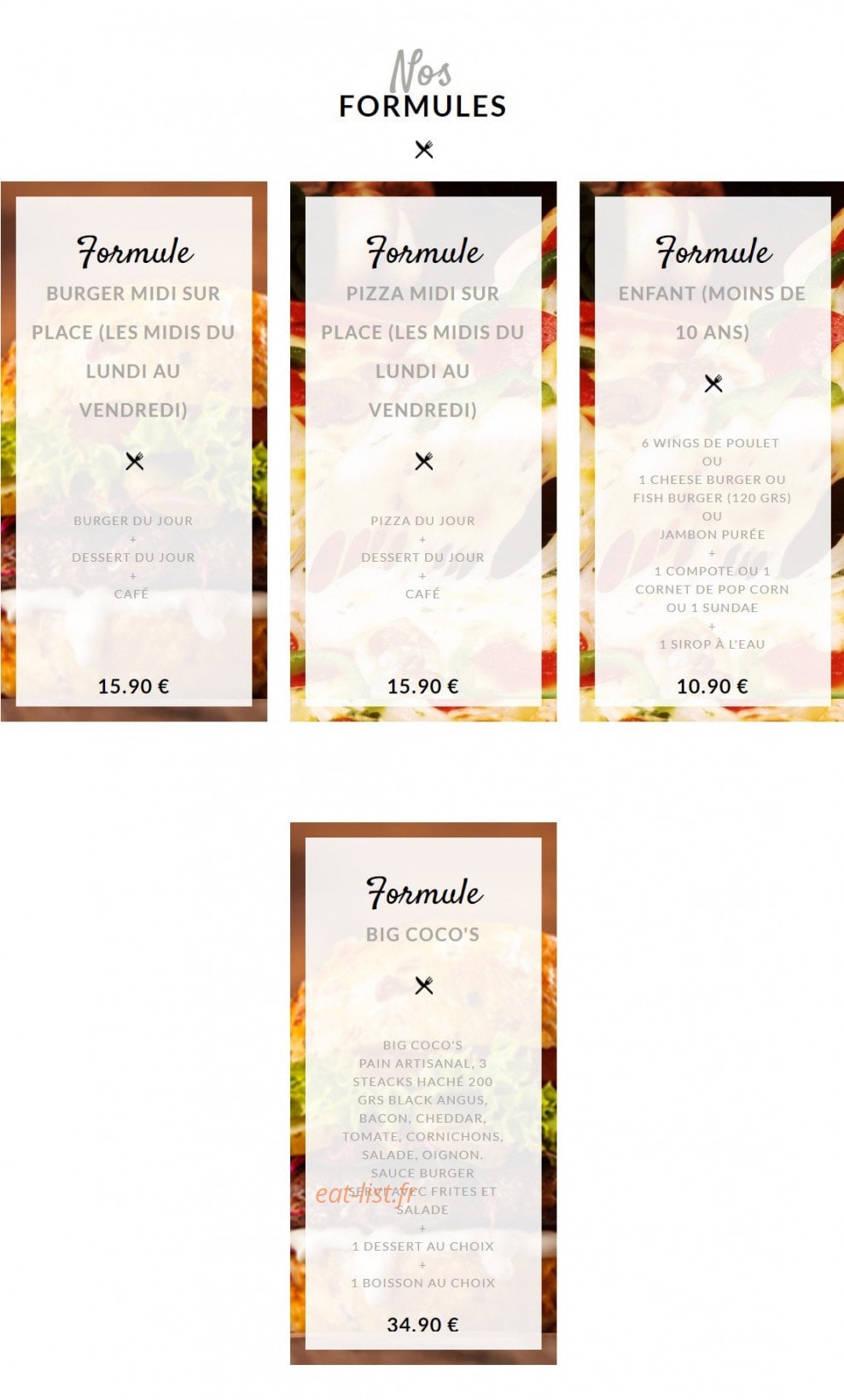 Coco's Dinner — carte page 9