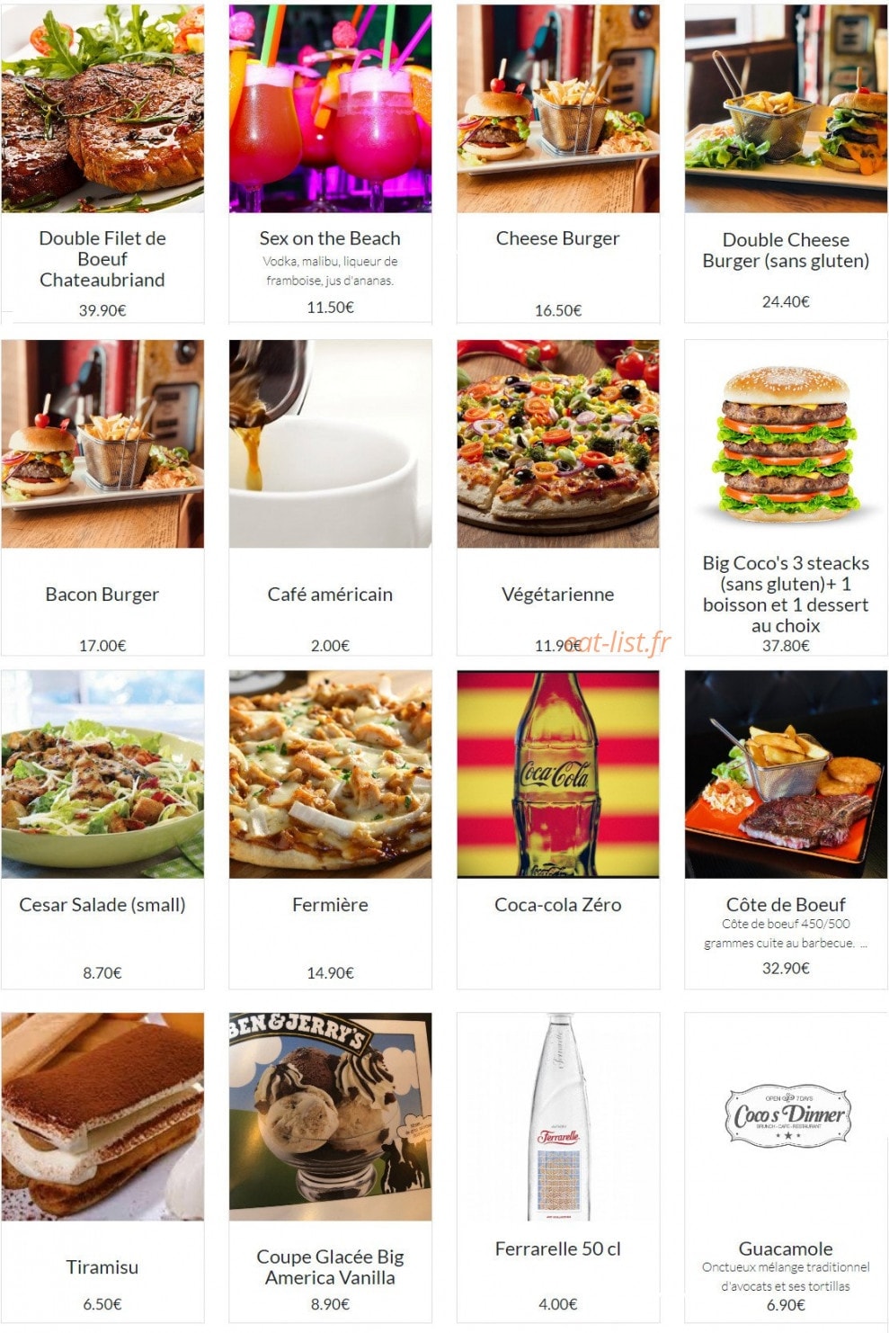 Coco's Dinner — carte page 4