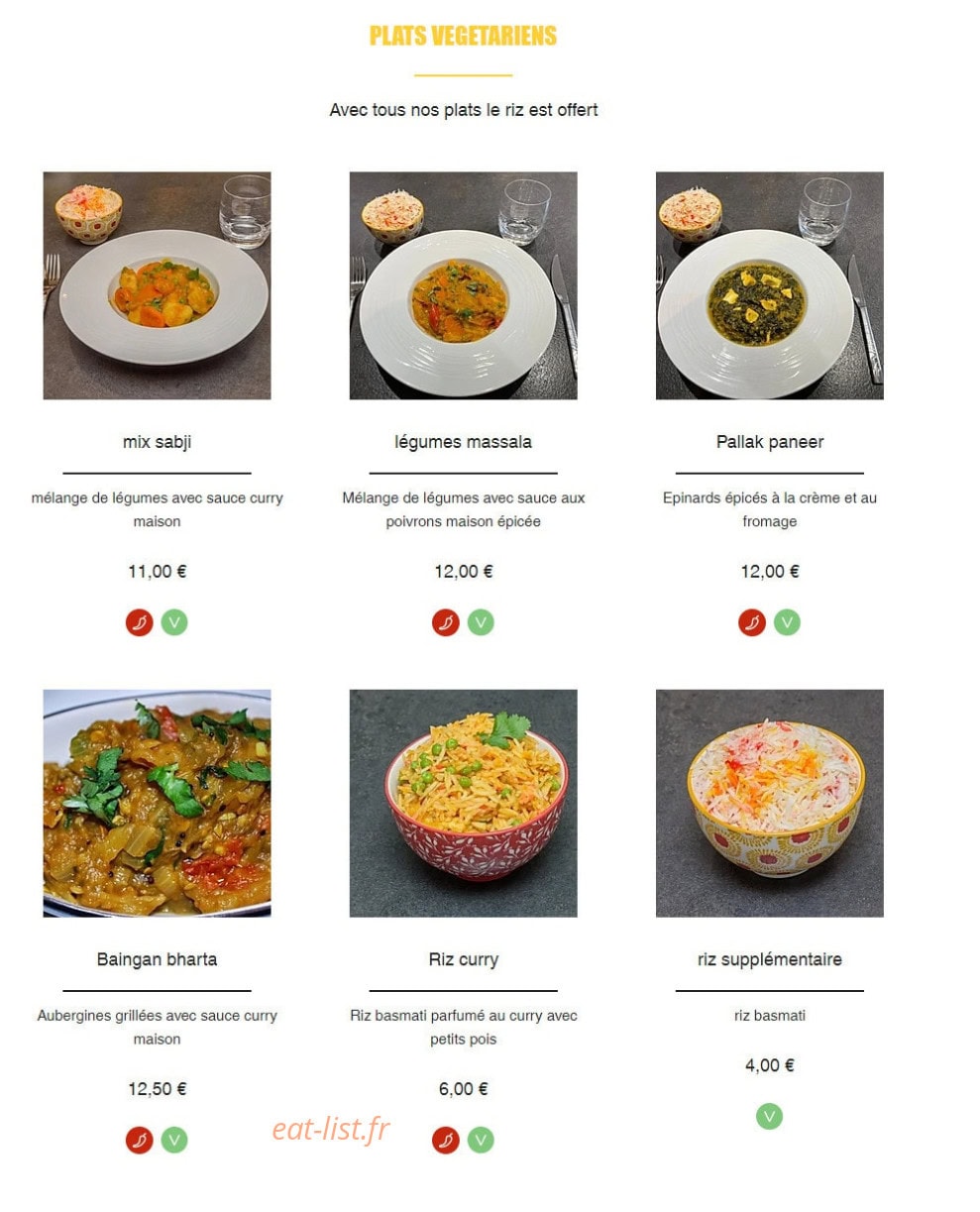 La Haveli Indienne — carte page 6