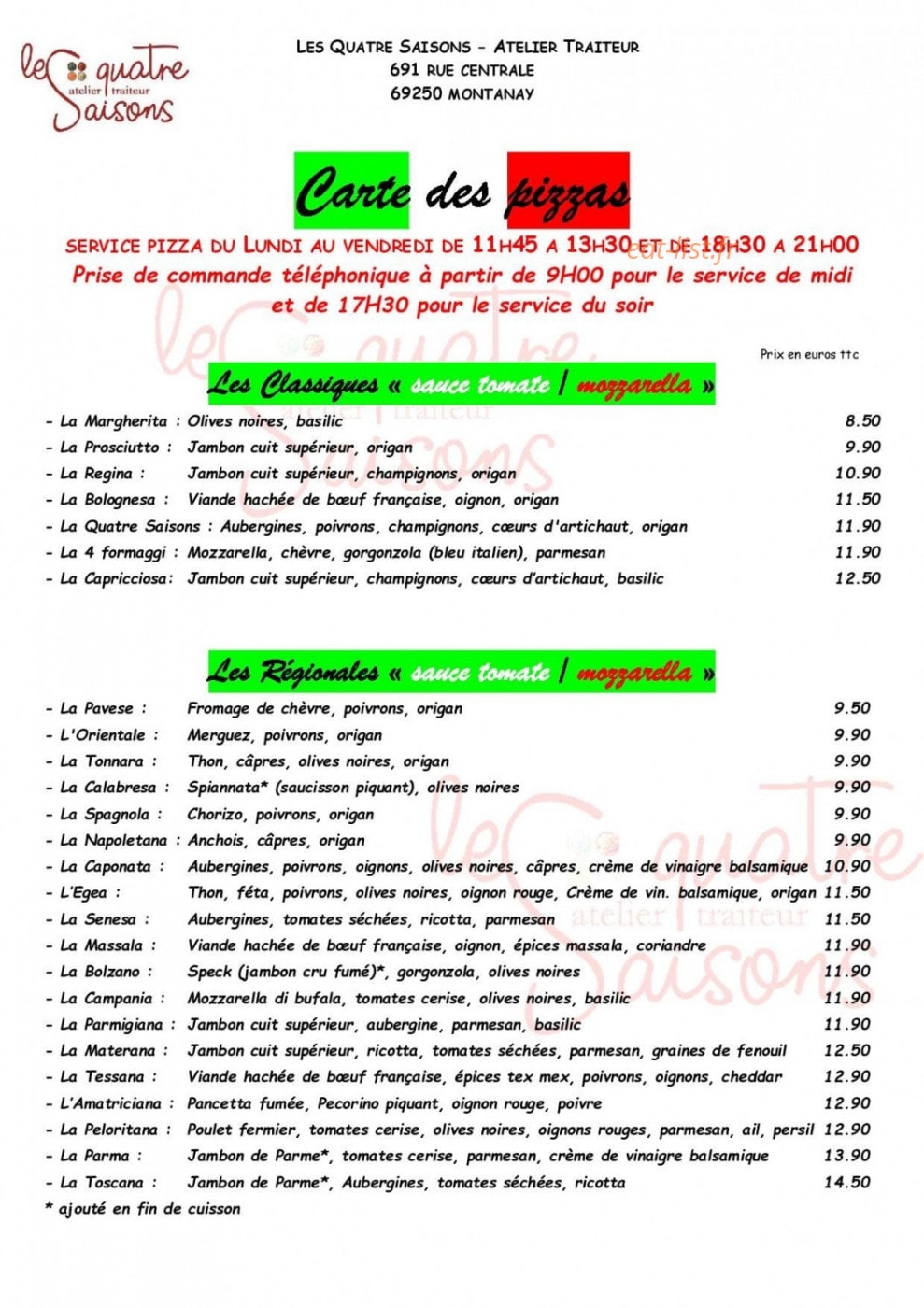 Aux 4 Saisons — carte page 2