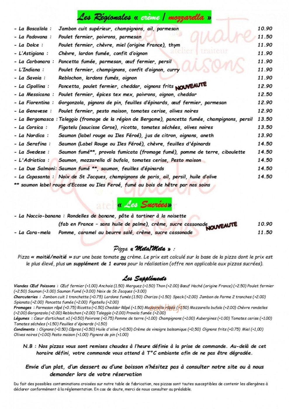Aux 4 Saisons — carte page 3